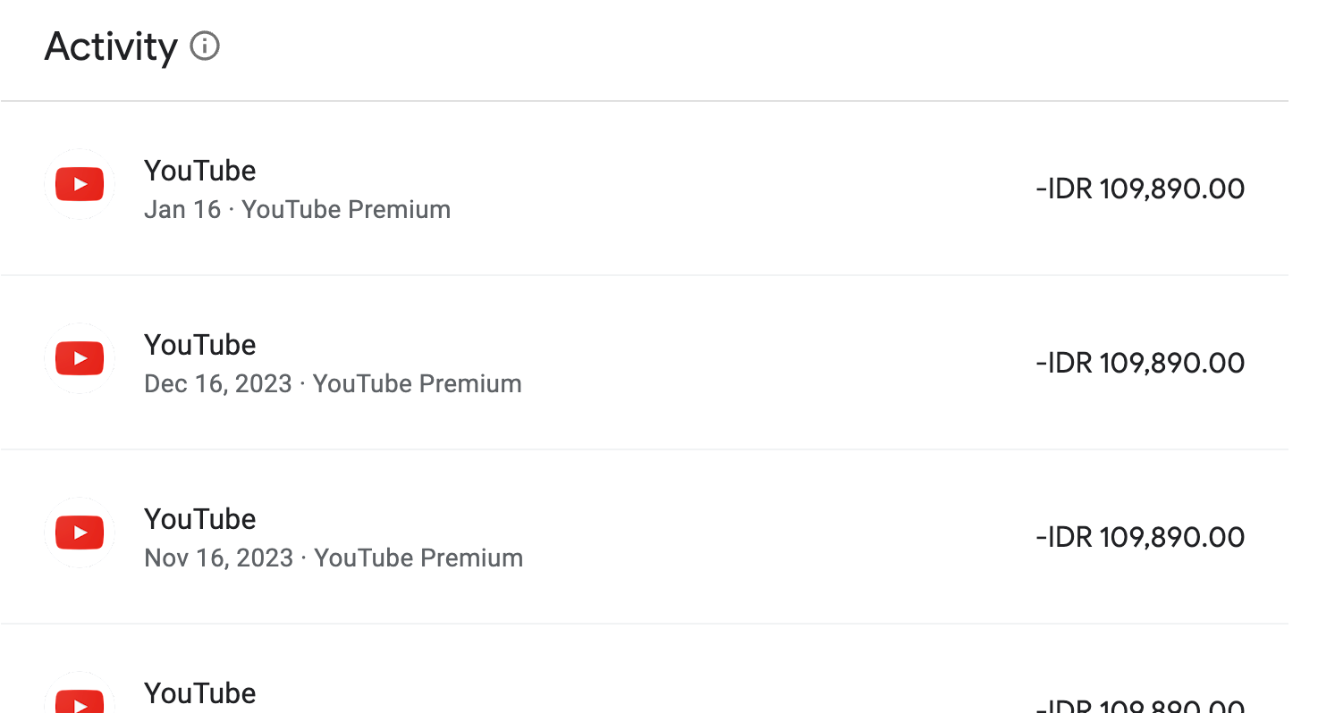 인도네시아 YouTube Premium 가족 요금제 2024 약 9,300원